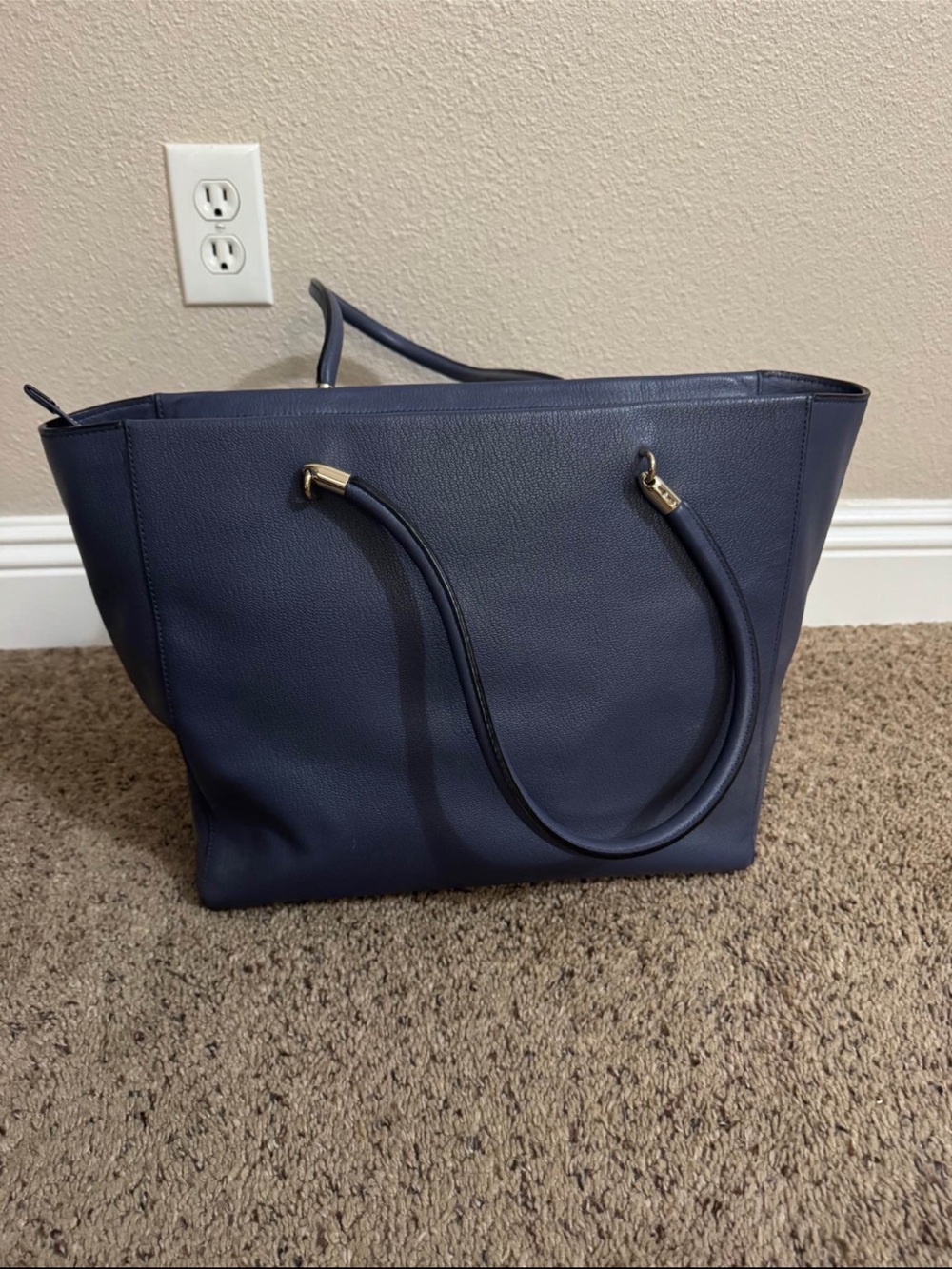 kate spade navy leather tote with tassel accent - Picture 3 of 4